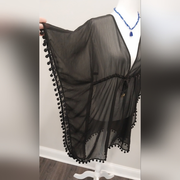 NWT Bleu Rod Beattie black sheer swimsuit cover up 100% polyester Size M - Picture 5 of 13